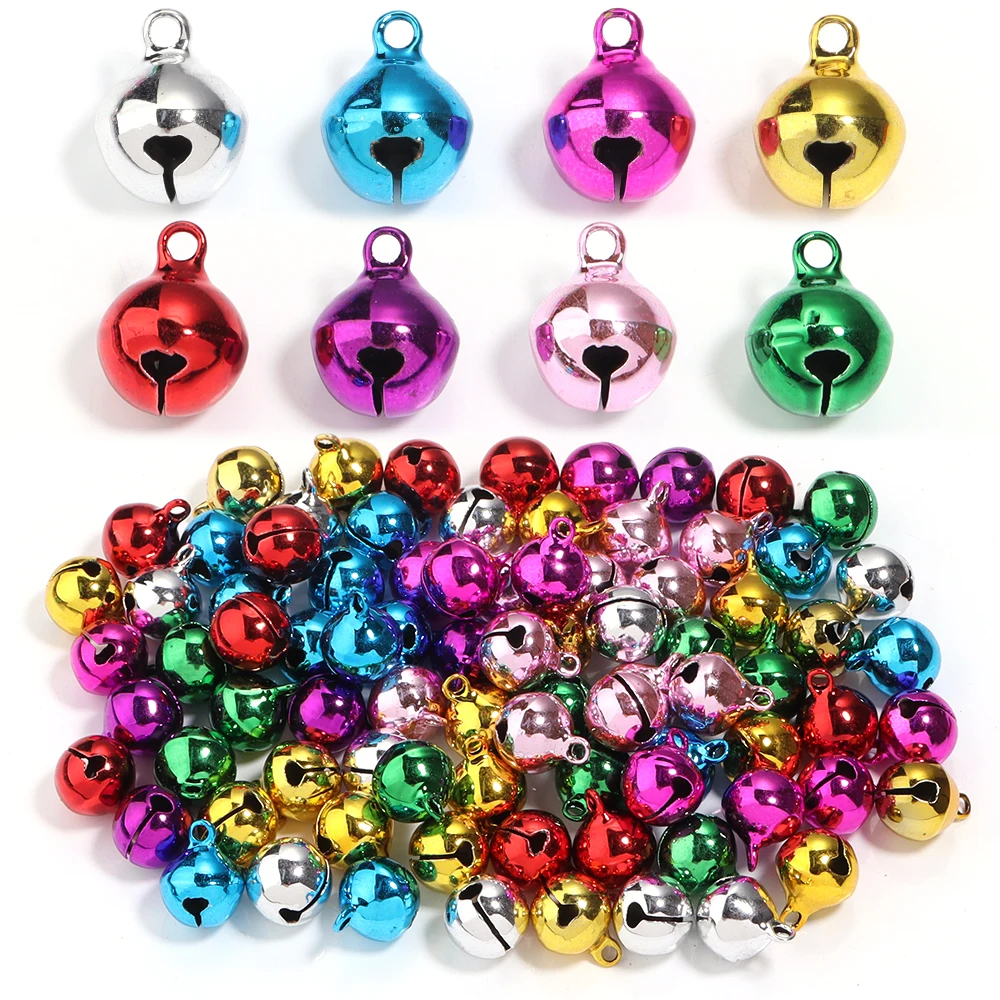 10-50pcs Iron Vacuum Plated Christmas Bell Beads Colorful Loose Beads For DIY Jewelry Decoration Pendant Accessories Wholesale