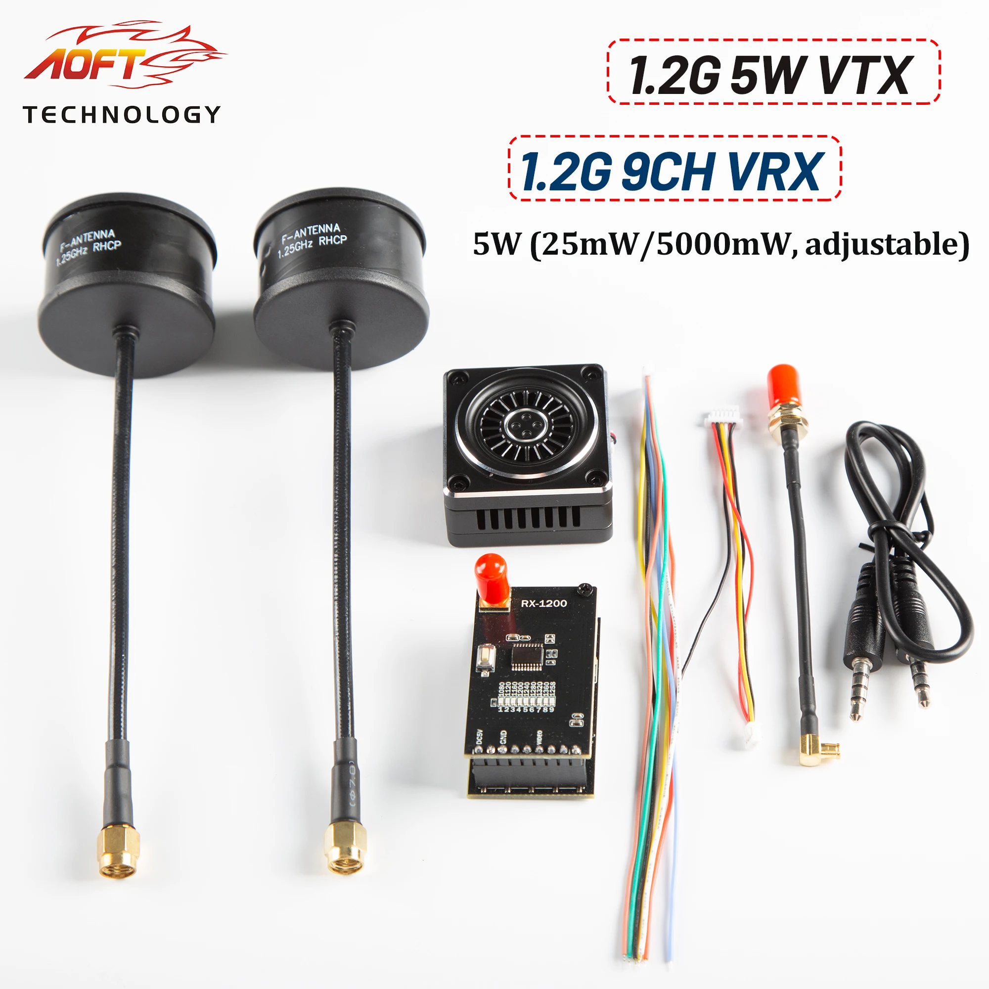 

1.2G 5W VTX 5000mW Модуль передачи видео 1,2 ГГц 9-канальный VRX-приемник с антенной DIY RC FPV Квадрокоптер Запчасти для дрона для фристайла