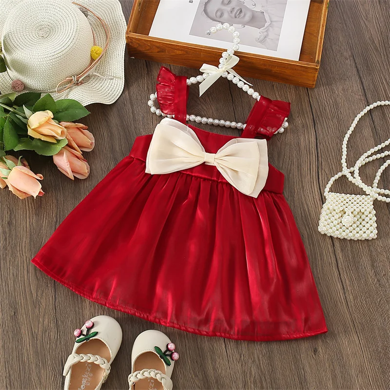 Summer New Sweet Bow Baby Girl Princess Dress, Wedding Party Children'S Clothing (9 Months -3 Years Old)