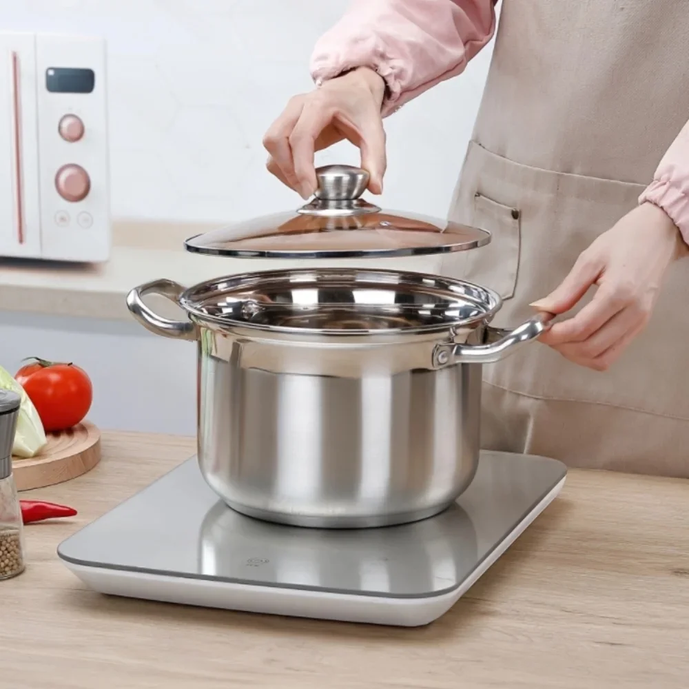 

9L/304oz Stainless Steel Multifunctional Soup Pot with Lid Durable Double Handle for Stove Induction Cooker And Gas Stove