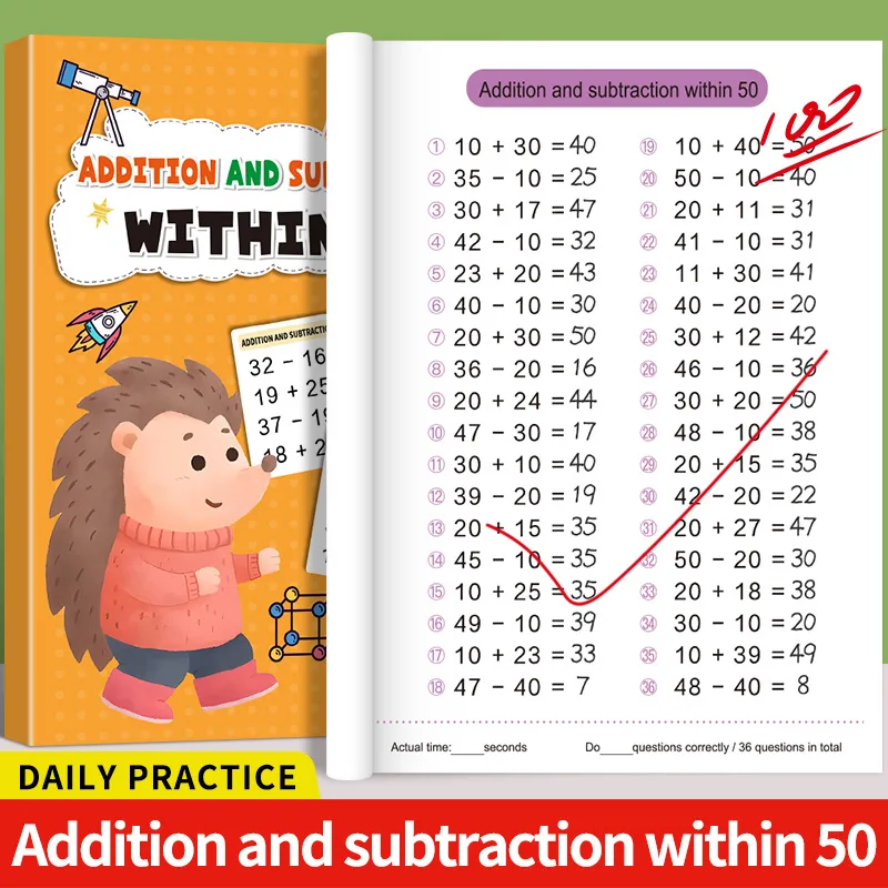 

Math Arithmetic Within 10-100 Exercise Books Addition and Subtraction Children's Math Workbooks Learning for Kids Aged 3-8