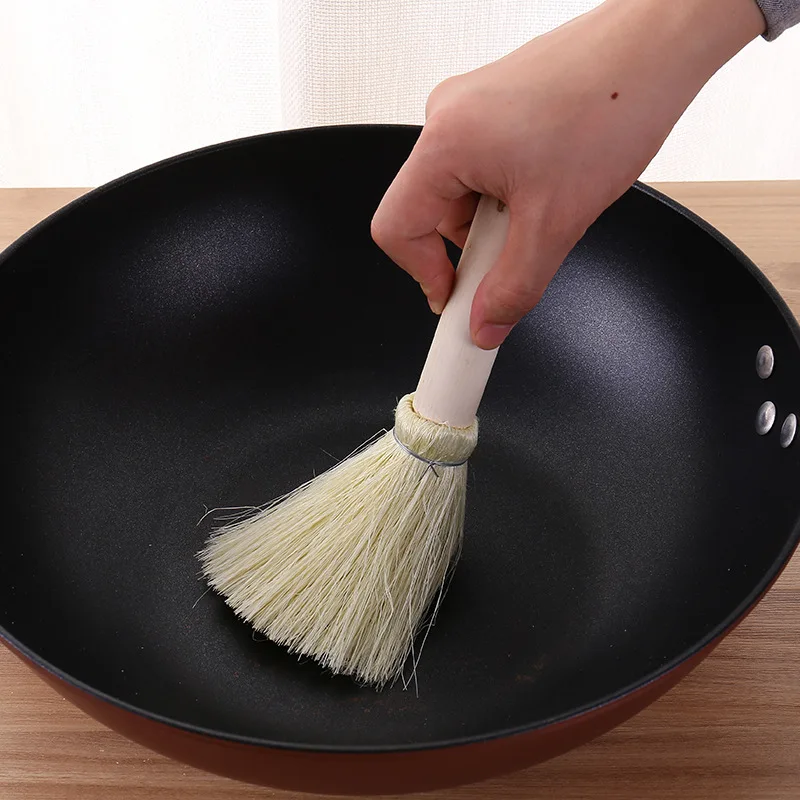 one pce Wooden handle pot brush non stick oil washing pot bowl Cleaning brush handle length about 13CM