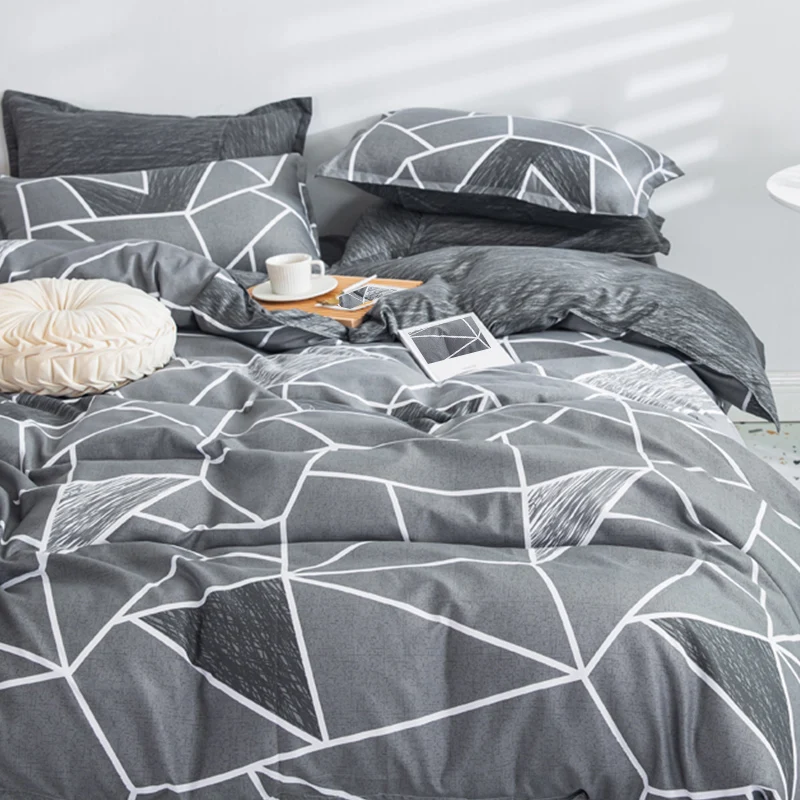 Imagem -03 - Beddingoutlet-gray Twin Duvet Cover 100 Microfibra Macio e Respirável Linha Branca Conjunto de Cama Triangular para Meninos e Meninas Decoração da Casa