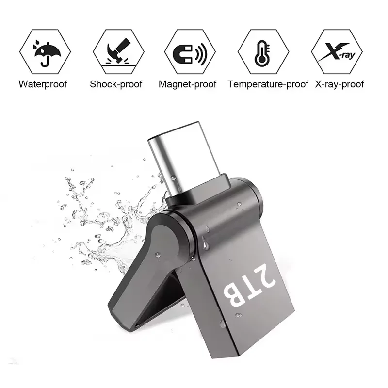 USB-Stick 2 TB, Hochgeschwindigkeits-USB 3.2 Typ-C OTG, Metall-USB-Stick 2 TB, tragbarer Speicher für Fotos, Datenspeicherung, 2026 Neu – Detail 5