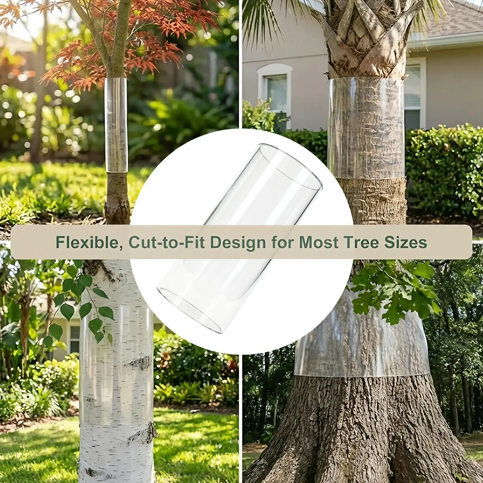 Tree Guards Iguana Cat Prevention PET Transparent Waterproof Tree Trunk Bark Protector Guard For Garden Yard Pathway Driveway