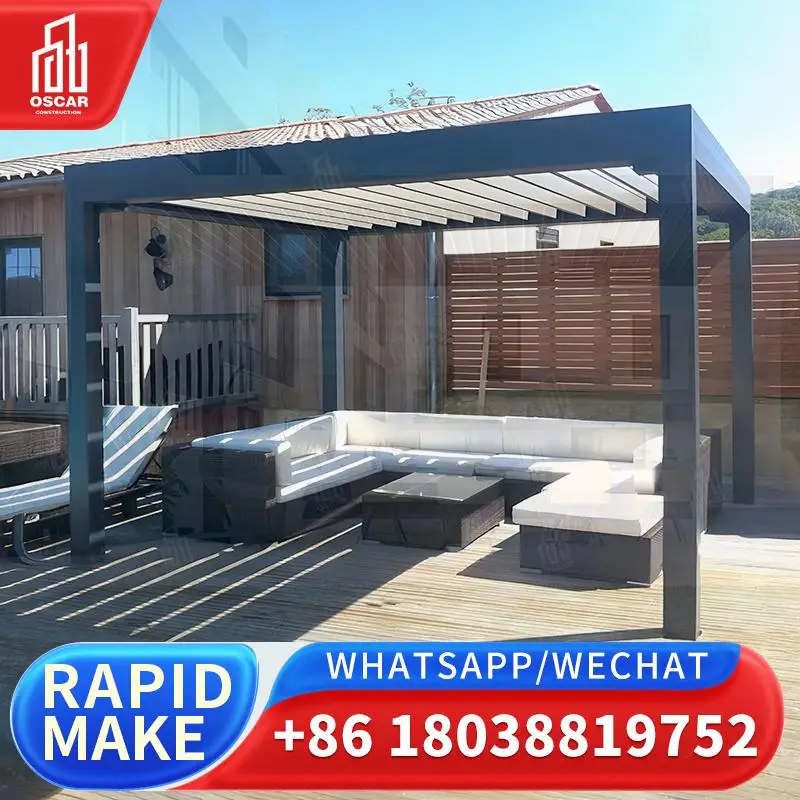 

Биоклиматический дождезащитный моторизованный жалюзированный алюминиевый навес для улицы для сада, патио, беседки у бассейна