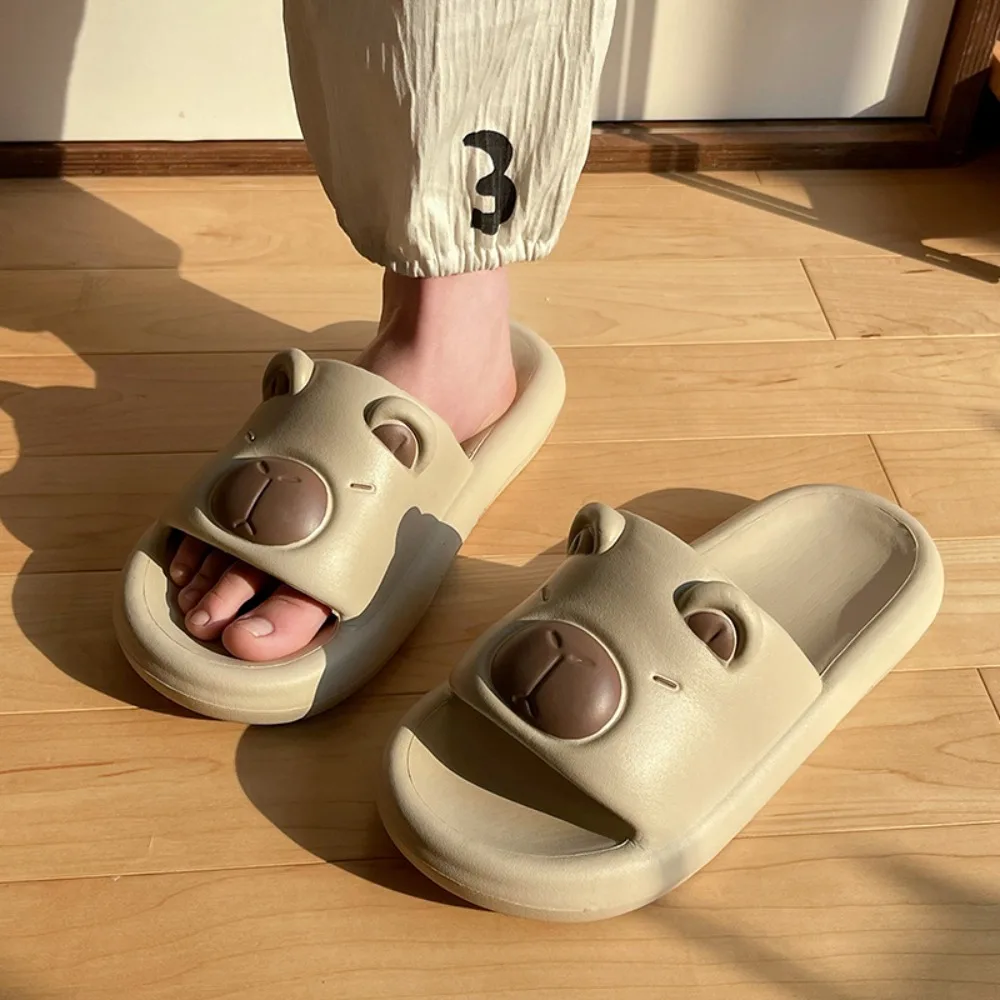 Милые мягкие тапочки с капибарой, домашние сандалии из ЭВА на толстой подошве, утолщенные тапочки с героями мультфильмов на толстой подошве, пара