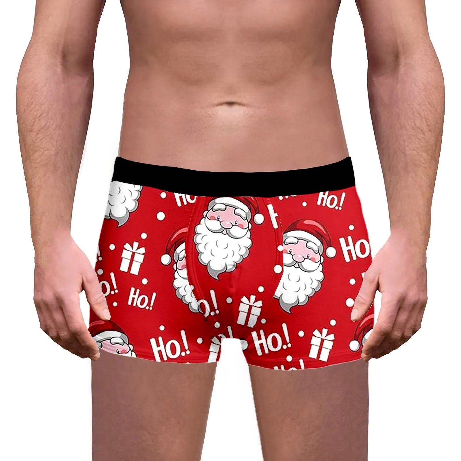 Men's Christmas Print Breathable Underwear Men Polyester Underwear Men's Briefs Underwear