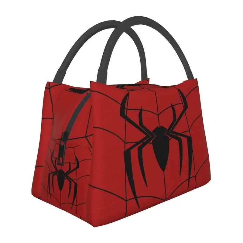 

Classic Red Web Thermal Insulated Lunch Bag Women Resuable Tote Outdoor Camping Travel Multifunction Meal Food Box