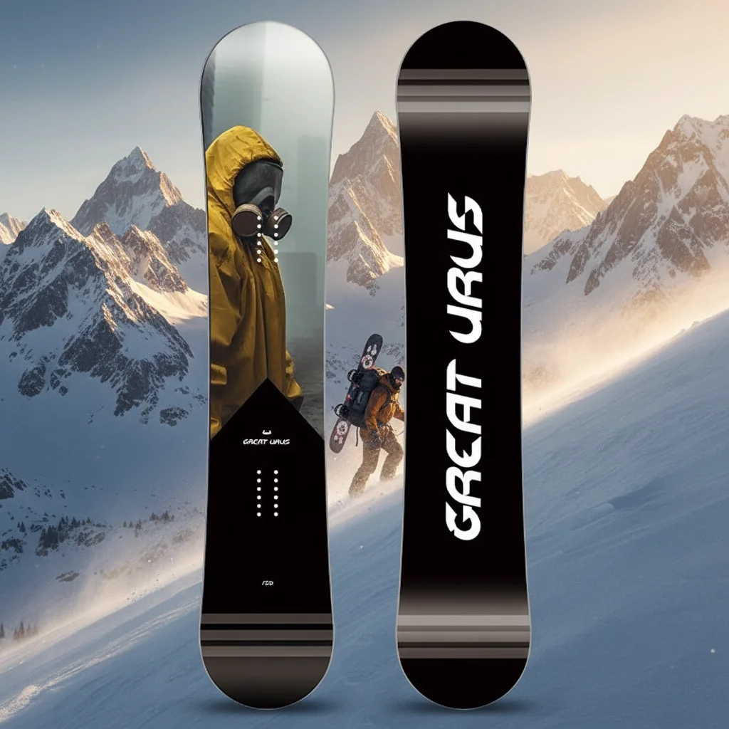 

Compact Travel Friendly Professional Snowboard With Two Way All Round Performance For Adult Riders Featuring Post Apocalyptic