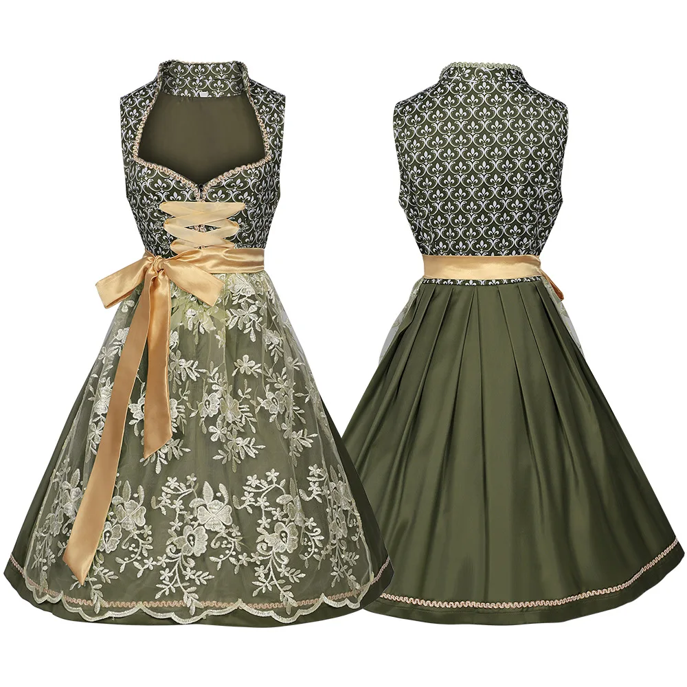 

Women Germany Munich Oktoberfest Beer Girl Dirndl Cosplay Costume Bavarian Festival Traditional Tavern Maid Elegant Party Dress