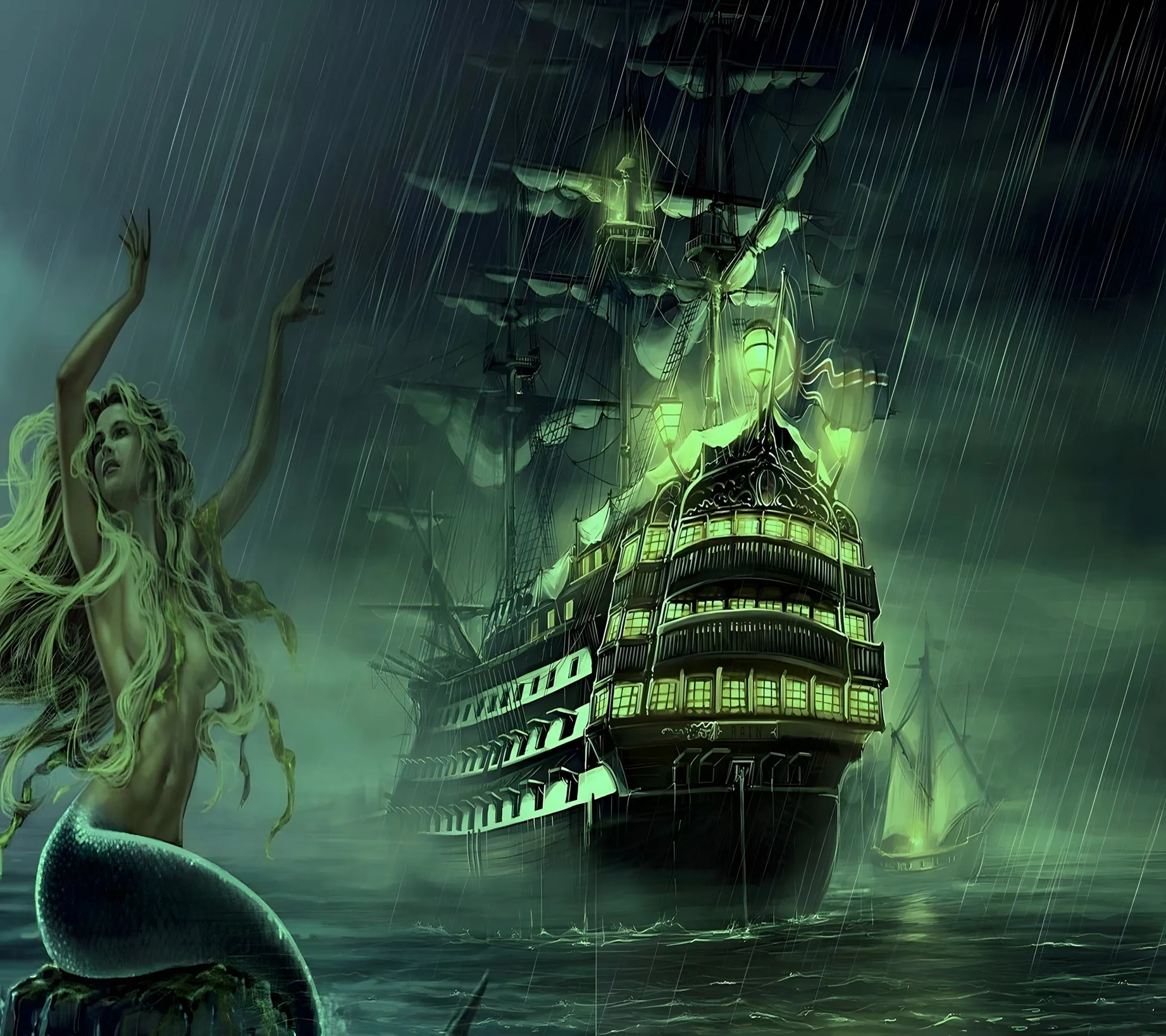 

JMINE Div 5D pirate ship sea mermaid ocean Full Diamond Painting cross stitch kits art scenic 3D paint by diamonds