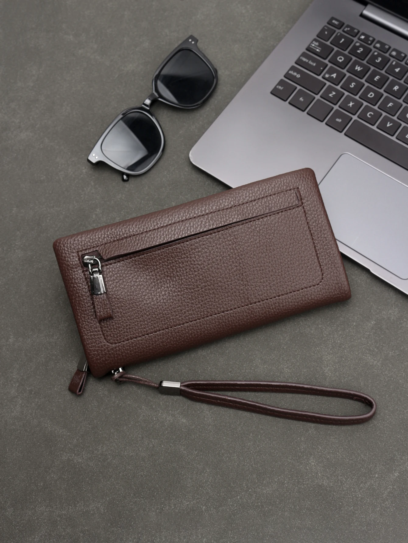 

Premium Long Zipper Men's Clutch Bag - Stylish Multi-Card Holder, Large Capacity Casual Phone Pouch with Elegant Edging