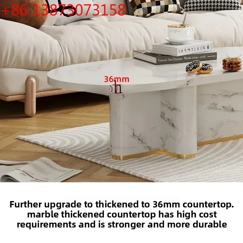 ZZ coffee table marble countertop modern simple home living room oval tea table creative