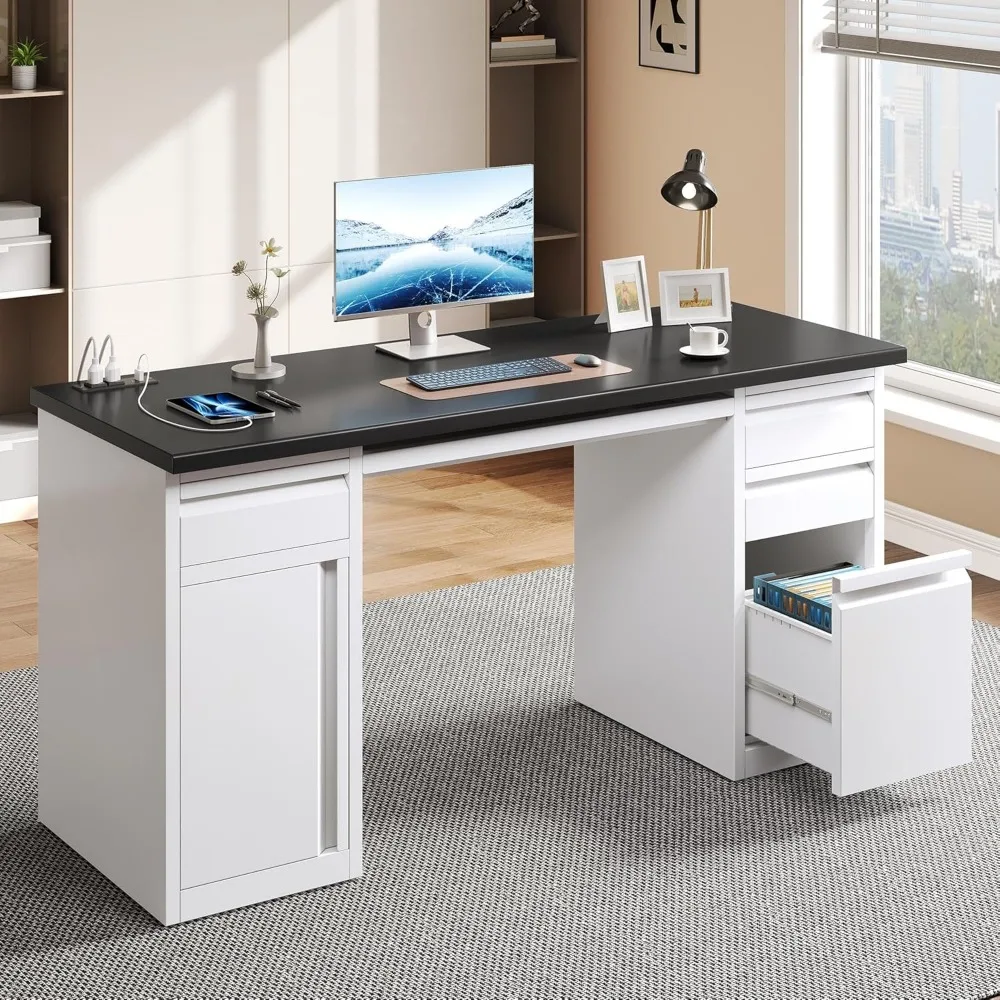 Executive bureau met 5 lades, stopcontacten, 57 bureau, archiefkast en toetsenbordlade