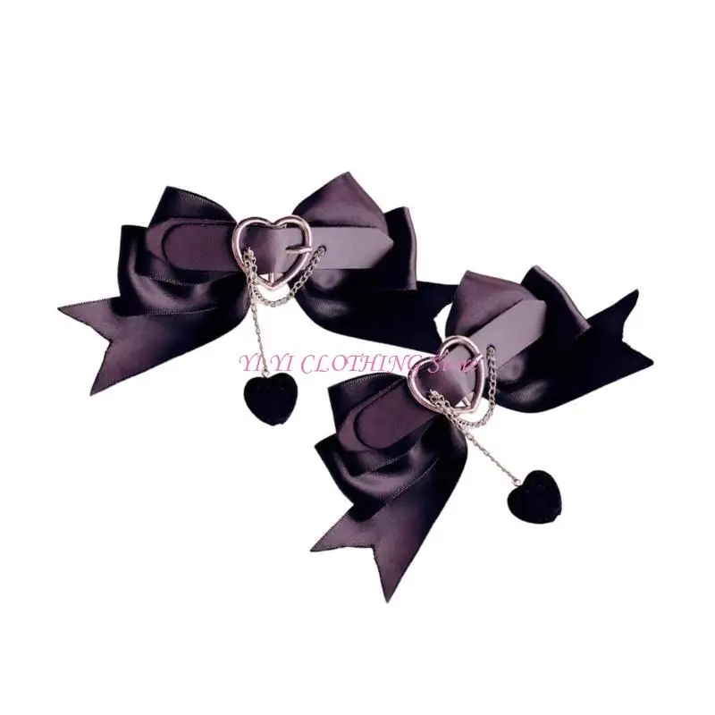 N5kf 2pcs Central cabello para niñas Harajuku Bownot & Heart adolescentes Clima cabello Halloween