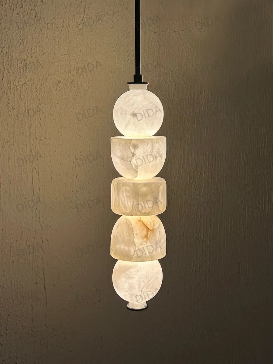 DIDA Italian Minimal Marble Pendant Light Natural Stone Texture Hanging Lamp for Living Room Bedroom Dining Room
