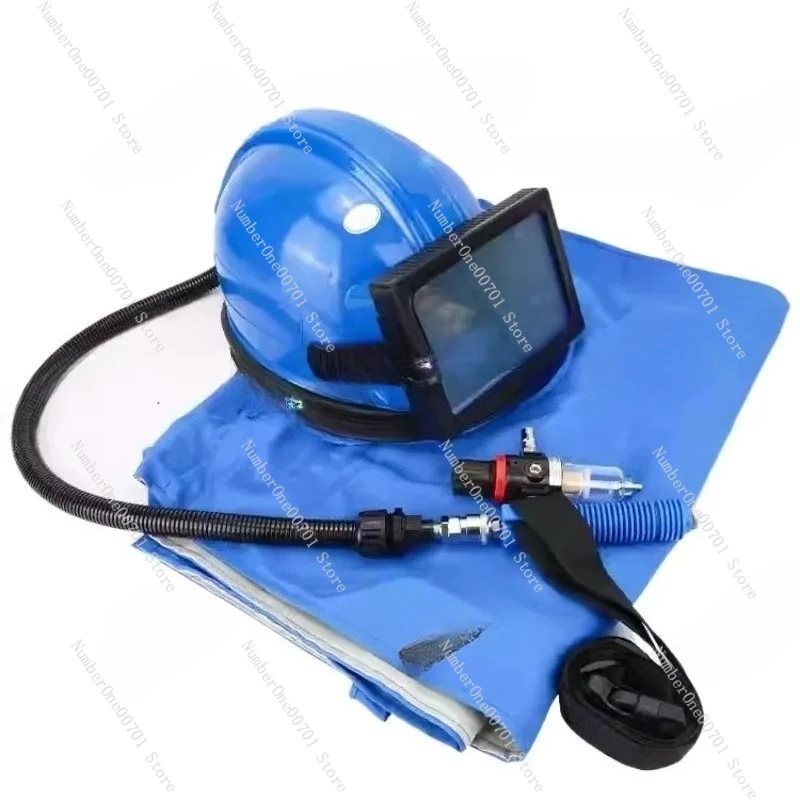 Air Conditioning Oxygen Supply Sandblasting Helmet Flat Glass Lens Sandblasting Cap One-piece Two-piece Sandblasting