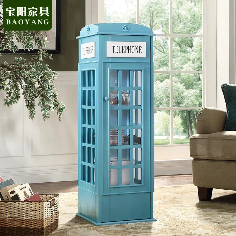 TAOStorage low cabinet creative British phone booth decoration with door retro American style
