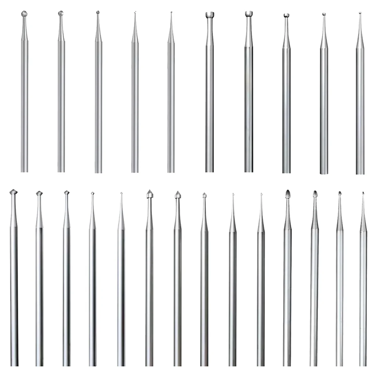 A76I 24 Pcs 3/32inch Shank Burr Sets,Includes Ball Burs, Stone Setting Bits, Round Cup Burr, 90º Hart Burs and Bud Bur Kits