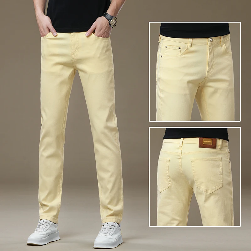 

New Men's Jeans Casual Versatile Spring Summer New Sle Low Waist Dstring Elastic Non-Sinkage plus Size Brand