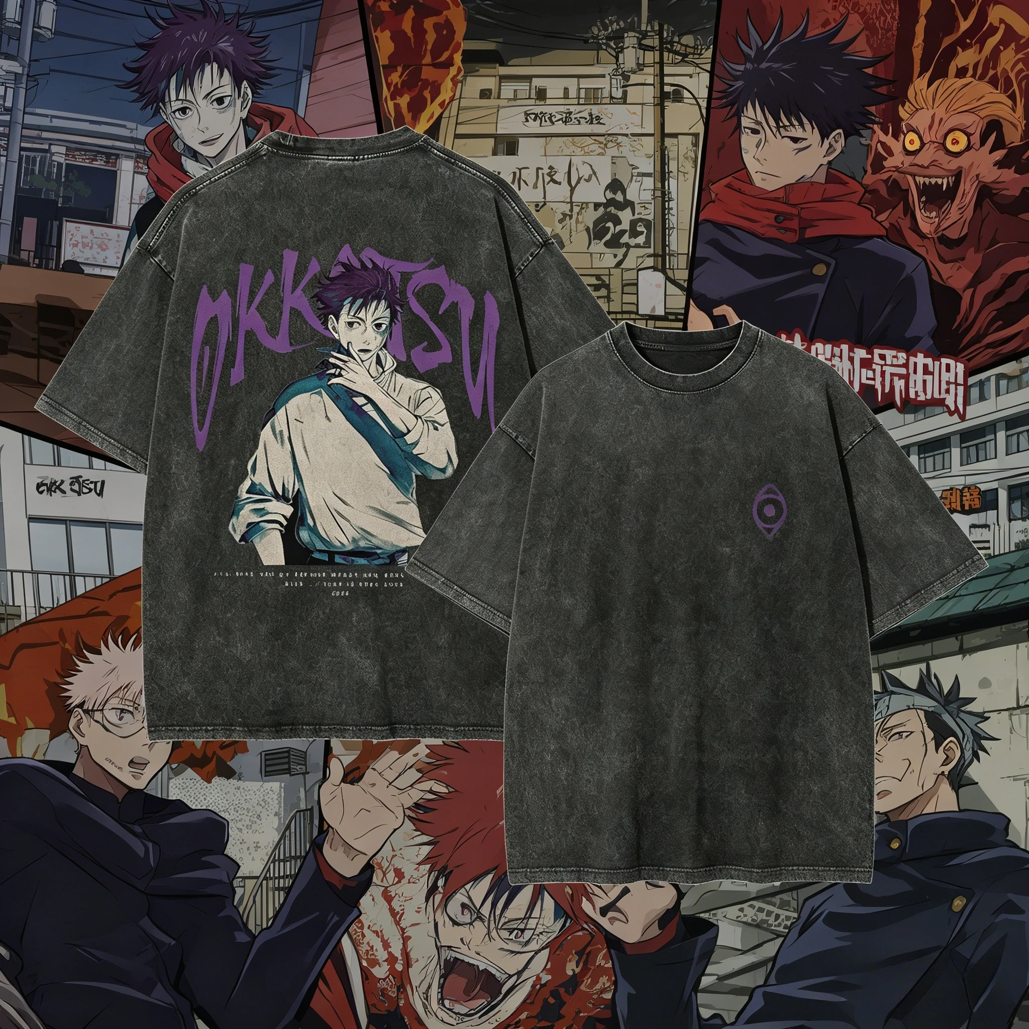 

2026 Summer Yuta Okkotsu Pure Love T-shirt Jujutsu Kaisen Tee Vintage Washed Oversized Retro Anime Harajuku Manga Mens Clothes