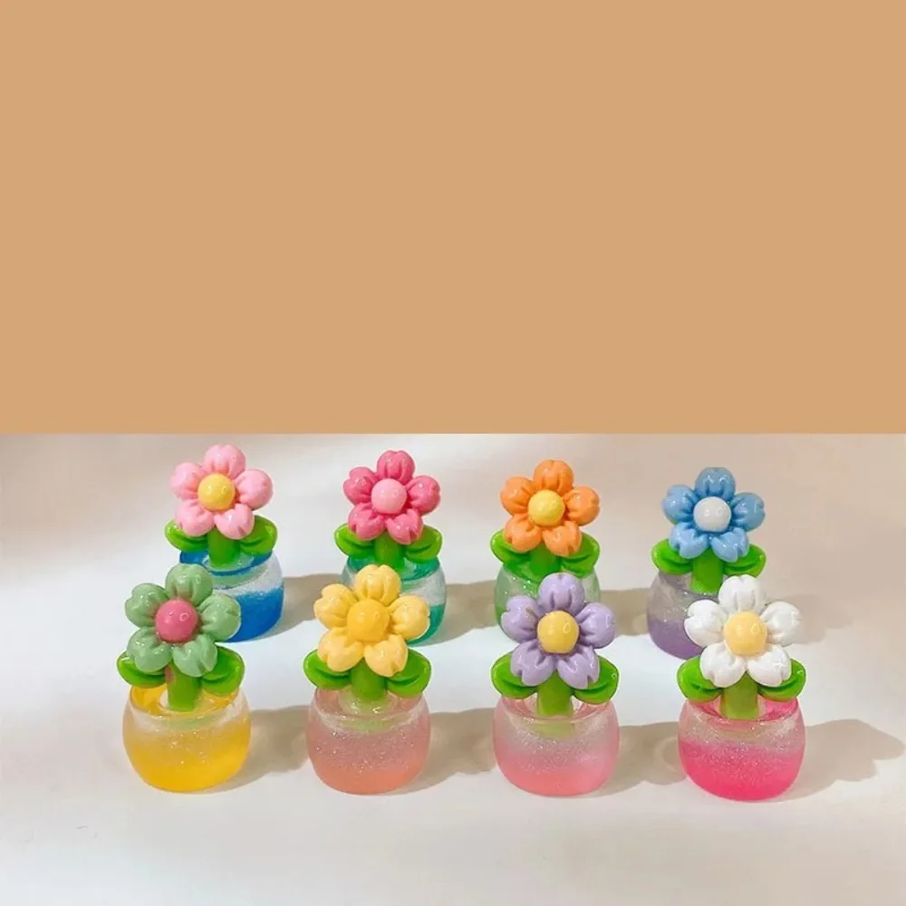 10pcs DIY Luminous Flower Potted Glow Decor Toys Resin Micro Landscape Landscape Decoration Desktop Mini Simulation Plants Car