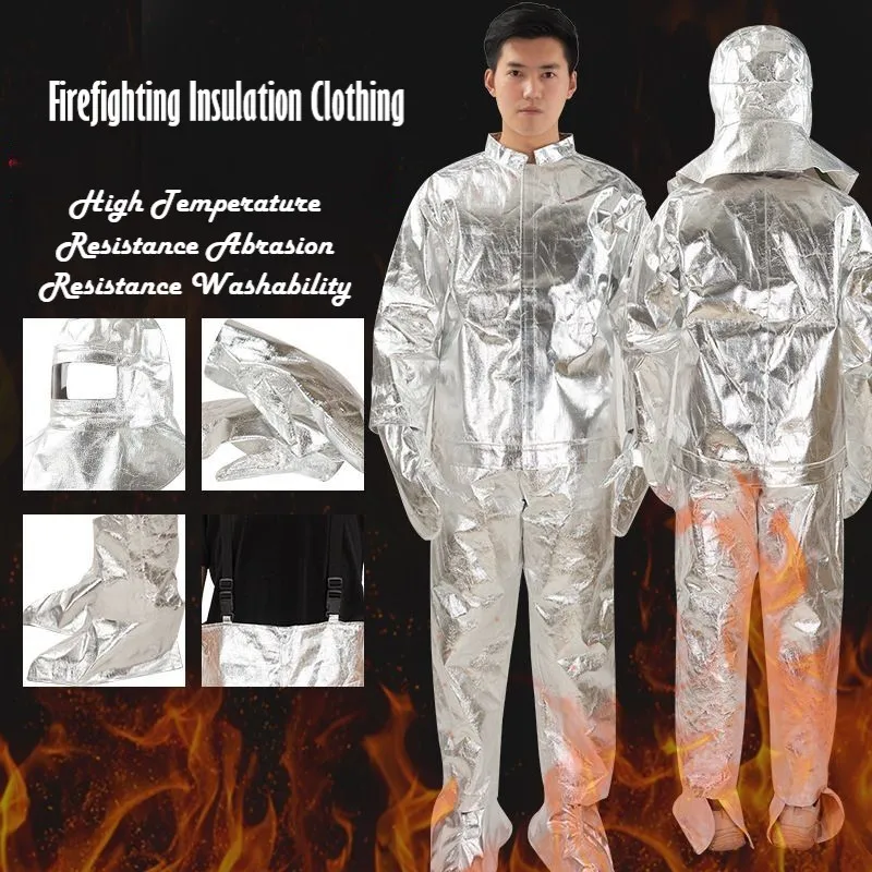 1000 Degrees Aluminum Foil Insulation Suit High Temperature and Fire Protection Suit Split