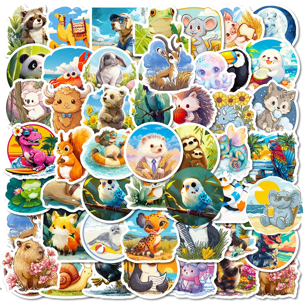 

10/30/56pcs Cute Animal World Aesthetic Cartoon Stickers Kid Graffiti Decals Toy DIY Phone Guitar Laptop Kawaii Sticker for Gift