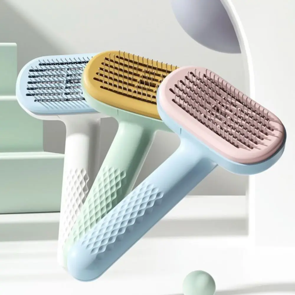 

Self-Cleaning Pet Cat Comb Non-slip Handle Stainless Steel Pet Needle Comb Round Needle Head Dog Hair Remover for Puppy Cat