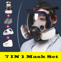 6800 Gas Mask With Activated Carbon Filter Cottons Full Face Respirator For Spray Paint Chemical Welding Anti-Fog Goggles