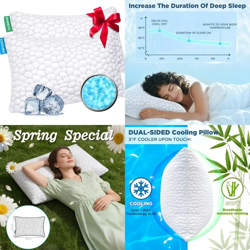 

Комплект охлаждающих подушек Queen Size - 2 штуки, из пены с эффектом памяти, для комфортного сна