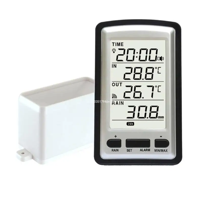 Rain Gauge Wireless Transmission Measure Precipitation Temperature Meter Indoor Outdoor Calendar Dropship