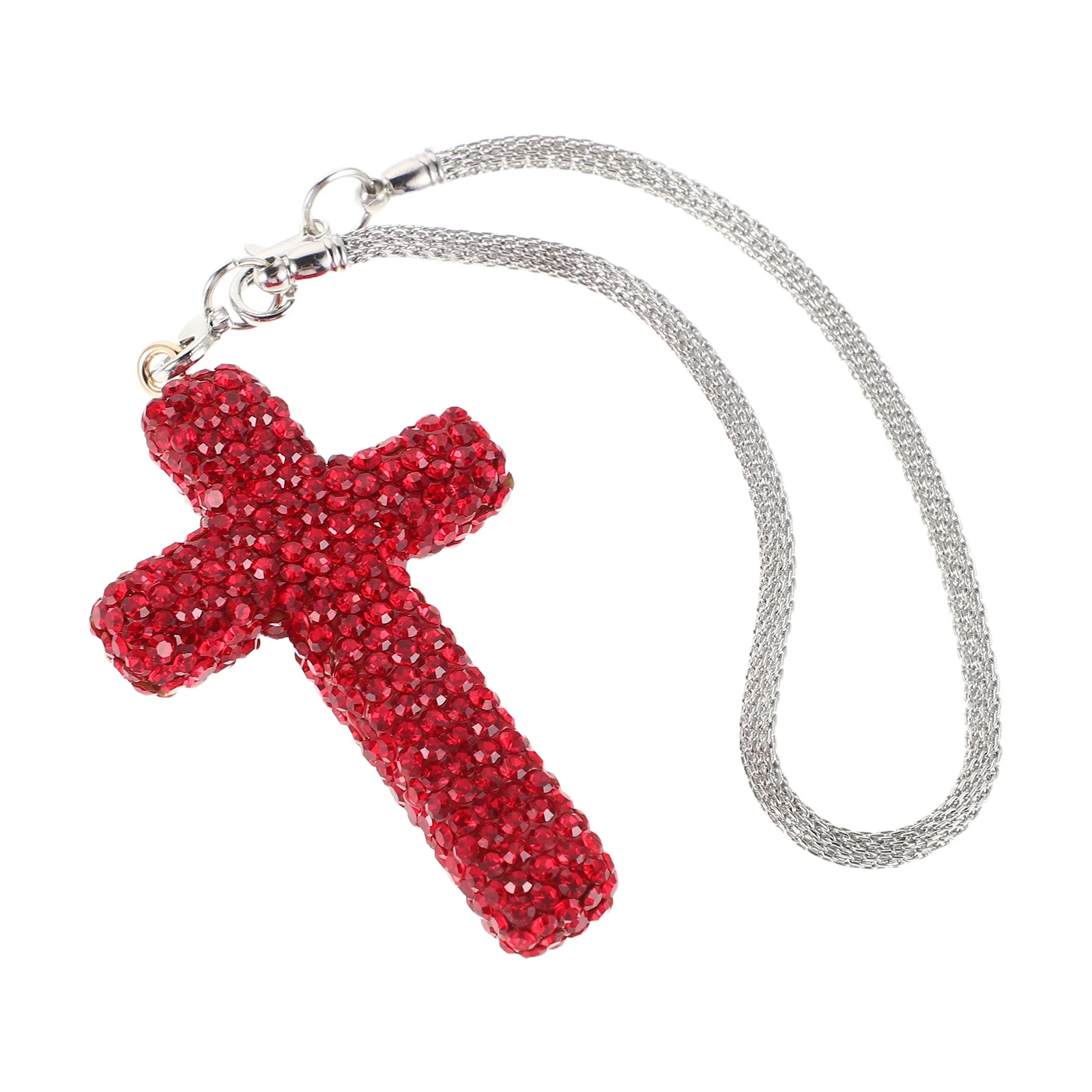

Cross Pendant For Interior Sparkling Rhinestone Car Hanging Ornament Bling Auto Decor Religious Car Jewelry - Crystal Mirror
