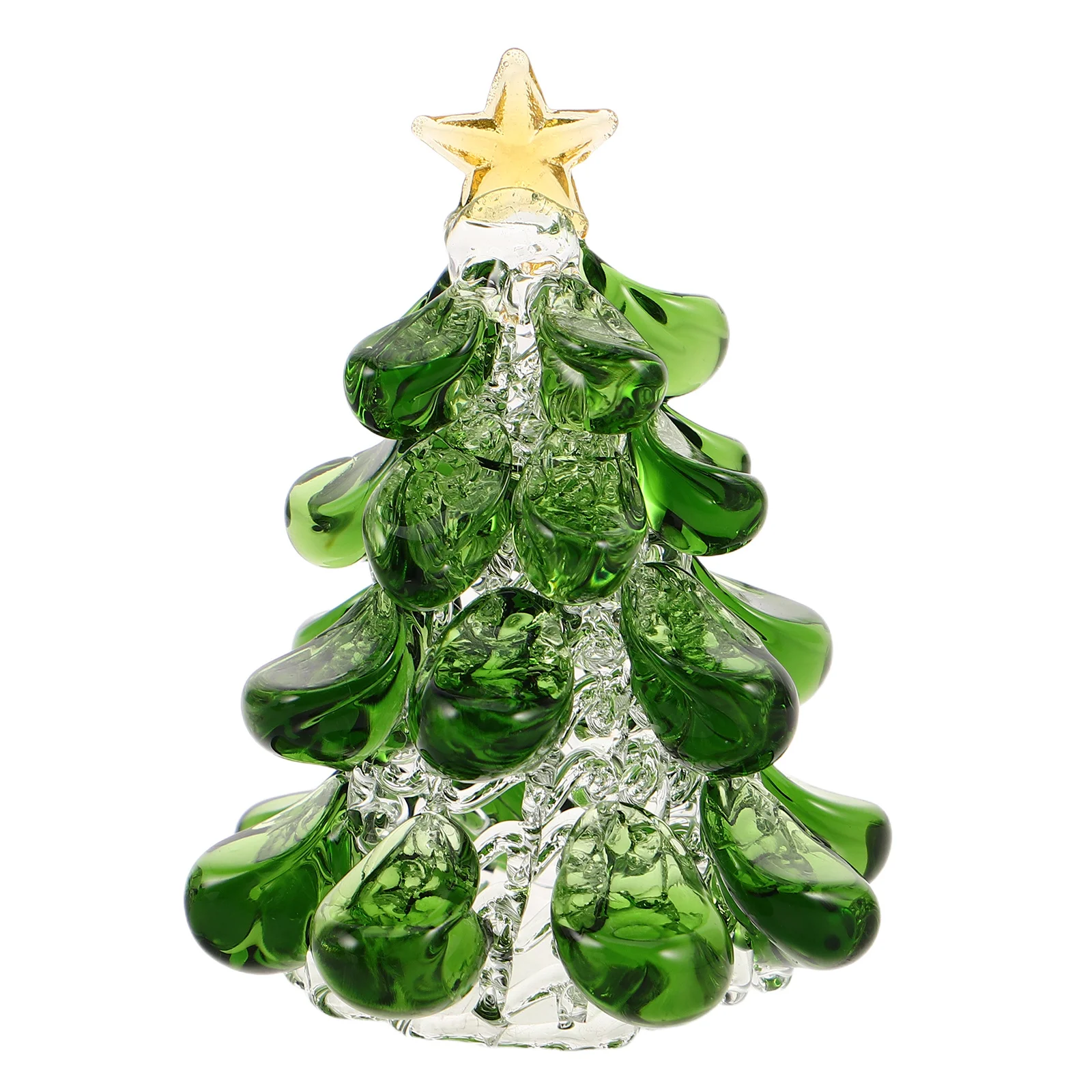

Crystal Paperweight Christmas Tree Green Clear Glass Tabletop Decoration Centerpiece