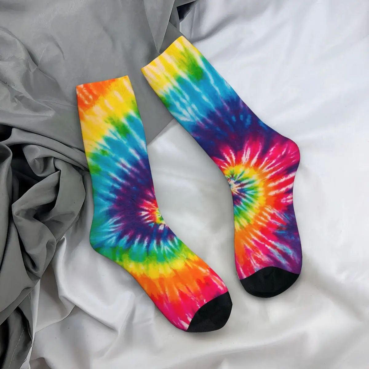 

Всесезонные чулки для экипажа в стиле бохо, радужные носки с принтом тай-дай, забавные длинные носки, аксессуары для мужчин и женщин, рождественские подарки