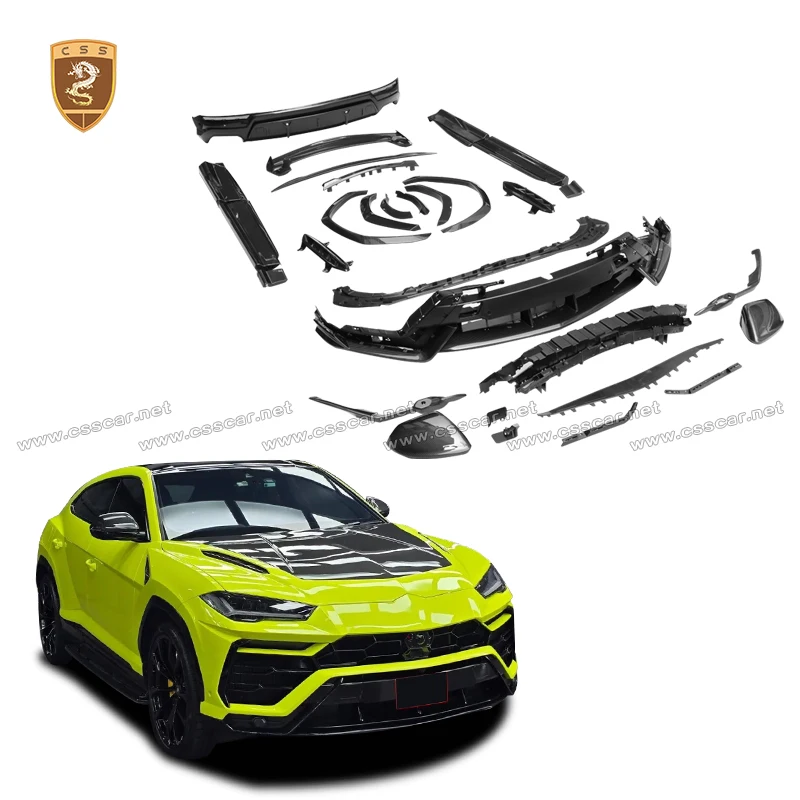 

Для Lamborghini URUS-S изготовленный стиль, замена накладки заднего фонаря, губа переднего бампера с оберткой, угловая крыша, крышка Spolier, расклешенное колесо