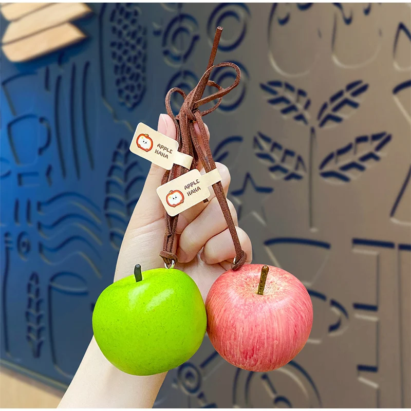 Realistic Green Red Apple Bag Charms Creative Christmas Tree Ornament Personalized Niche Car Decoration Fashion Keychain Pendant