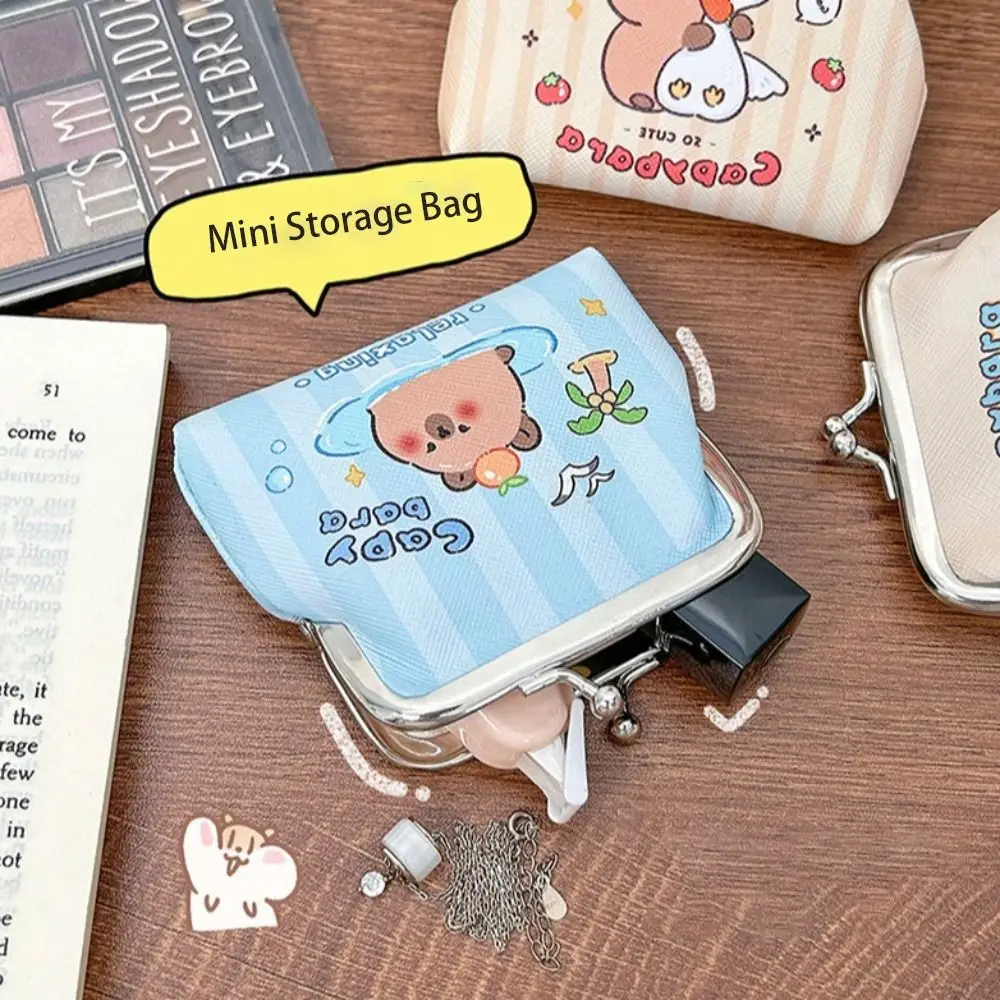 Capybara Cartoon Coin Purses PU Mini Wallets Kids Clutch Money Bags Short Mini Key Card Holder Storage Bag Hasp Change Purse