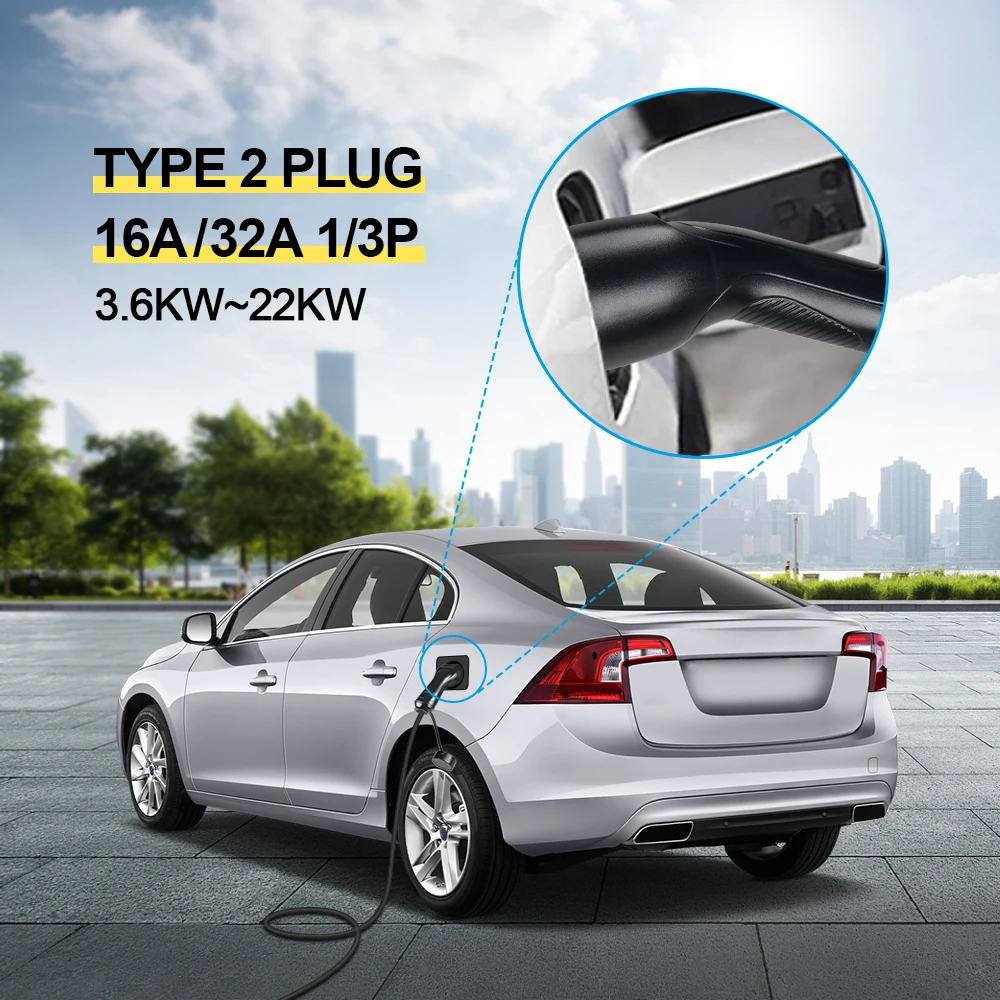 EV Charger Plug Adaptor 16/32A 3.6/7.2/11/22KW Type 2 IEC 62169 Male/Female For Eletric Vehicle And Charging Station Connector