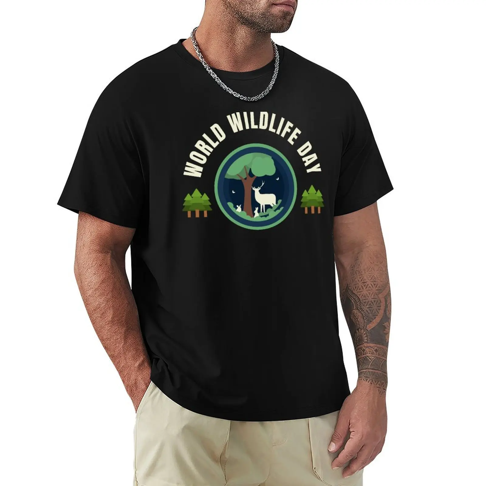 

world wildlife day T-Shirt oversized graphic tee blacks graphic t shirt vintage mens cotton t shirts