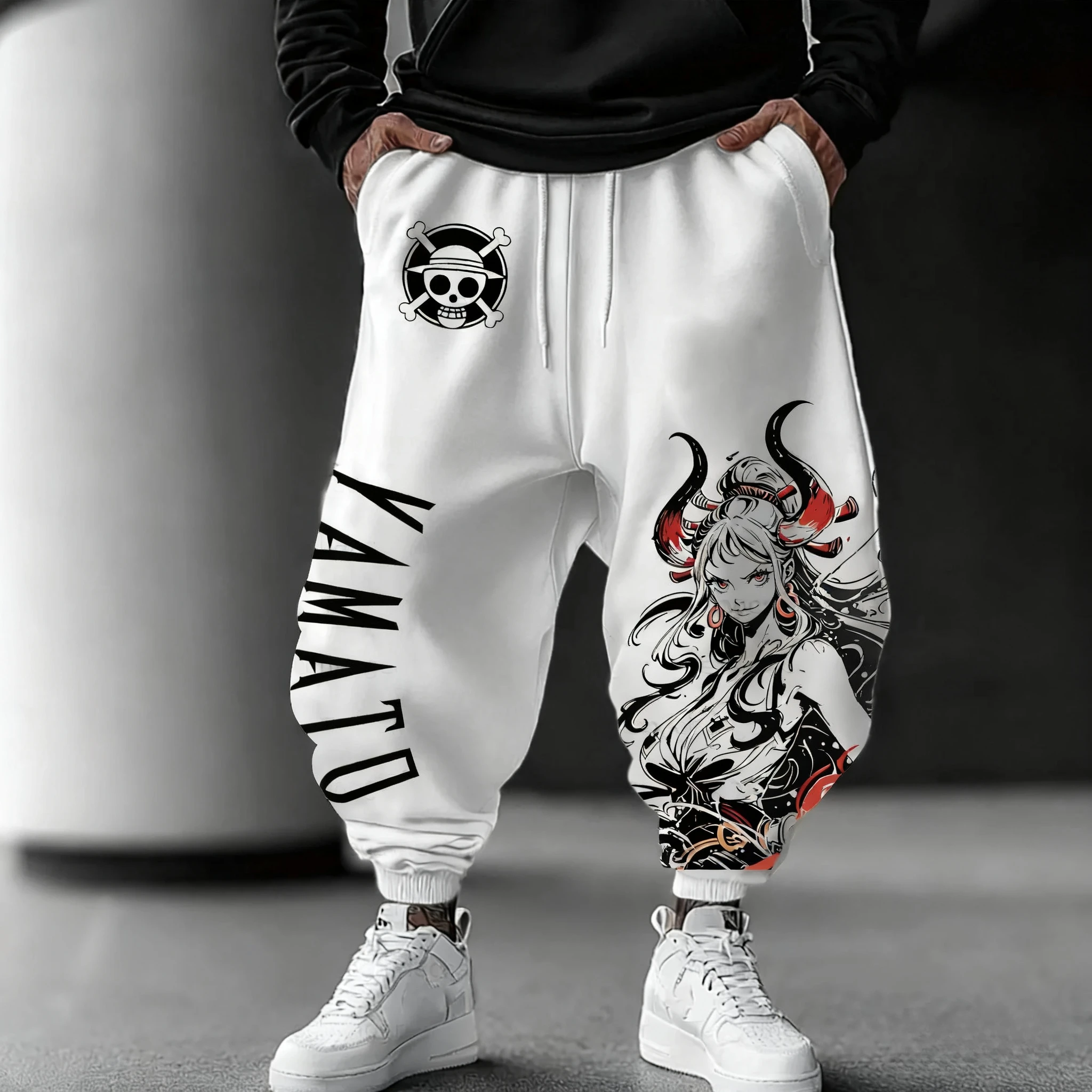 Image of ONE PIECE Anime Yamato Bedruckte Sweetpants 2025, Herbst/Winter, Herren, neuer Hip-Hop-Trend, Y2K, lässige, lockere Sport-Blechhose