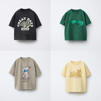 Animal Pattern Boys Clothes T-shirt Summer New Simple Fashion Short Sleeve Tops Kids Tees Round Collar Print Children's T Shirts