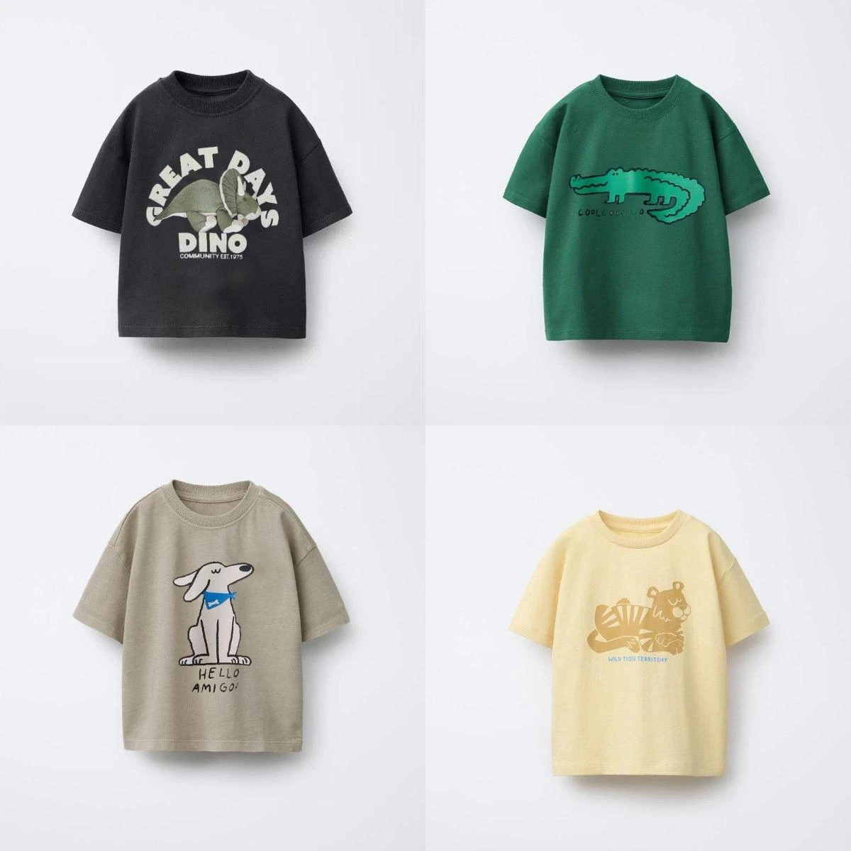 Animal Pattern Boys Clothes T-shirt Summer New Simple Fashion Short Sleeve Tops Kids Tees Round Collar Print Children's T Shirts