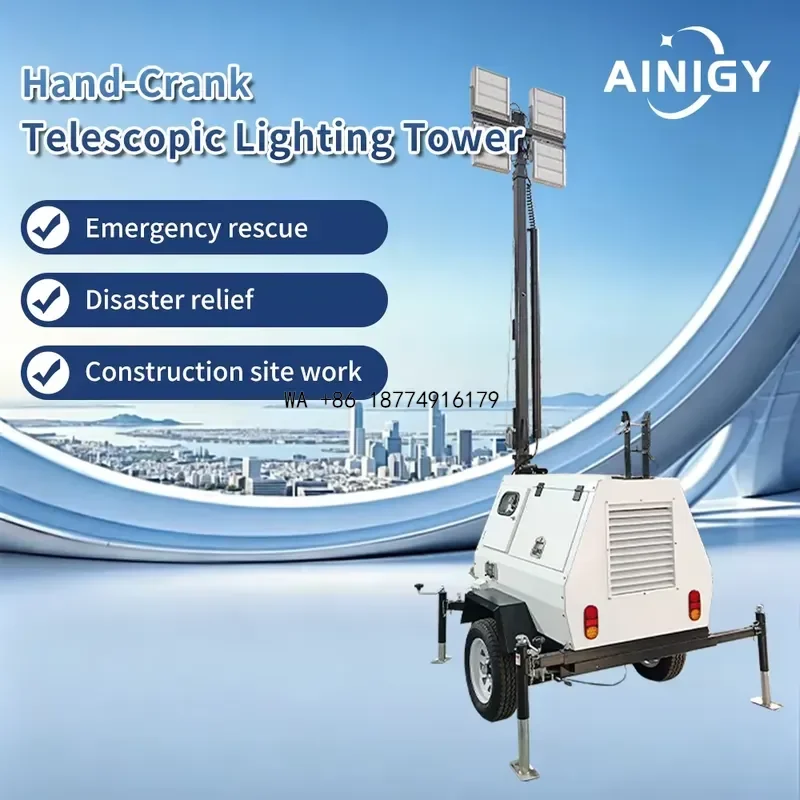 wmwmnu 9m Manual Crank Water Cooled Generator Mobile Emergency Light Tower