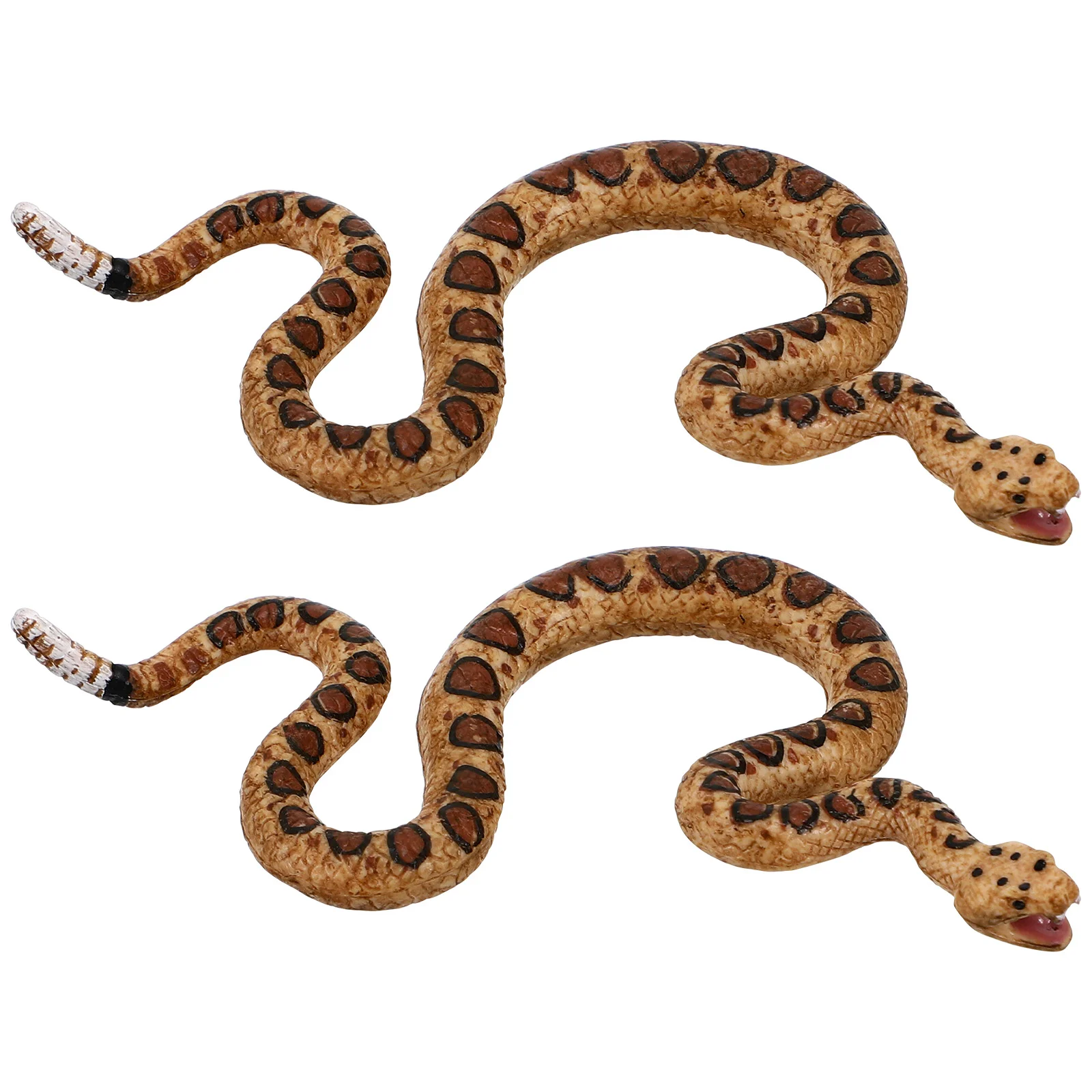 2Pcs Simulation Snake Toy Plastic Static Snake Model Toy Vivid Wildlife Animal Model Toy Assorted Color (Rattlesnake)