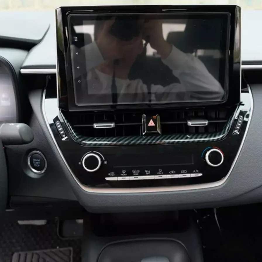 

Cover Decoration Frame Stick Interior Accessorie For Toyota Corolla Cross 2019~2025 Carbon Fiber Dashboard Center Air Vent Trim
