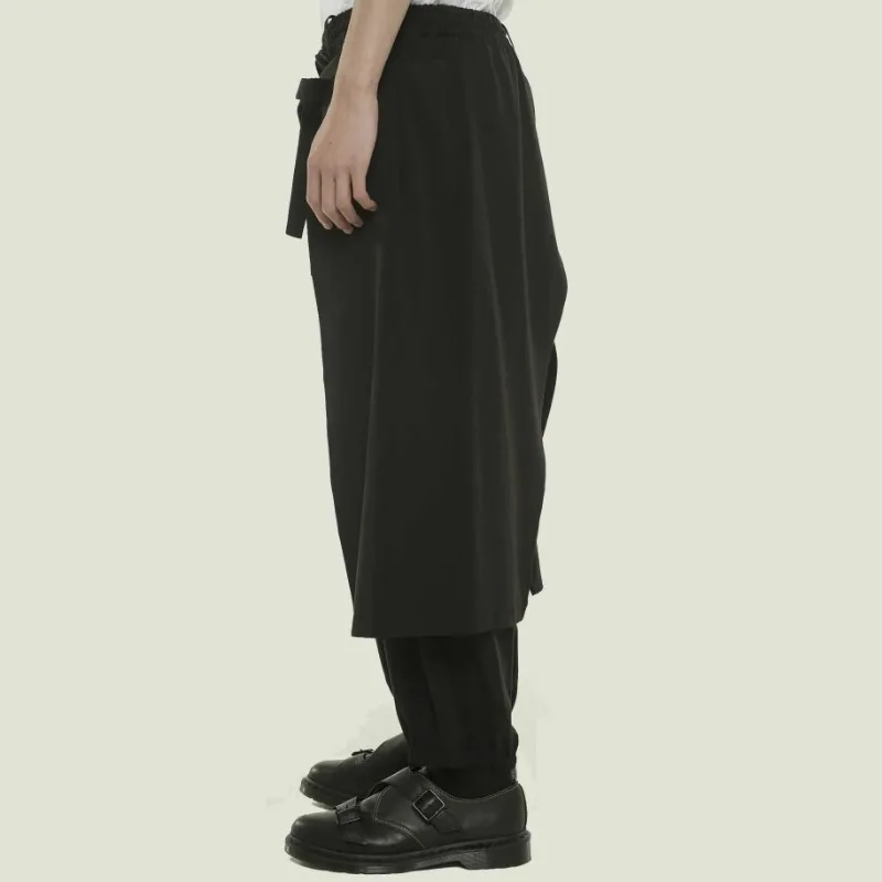 Men's  Fake Two New Winter Dark Department Men's Nine Point Pants Loose Skirt  Wide Leg Pants Casual Pants