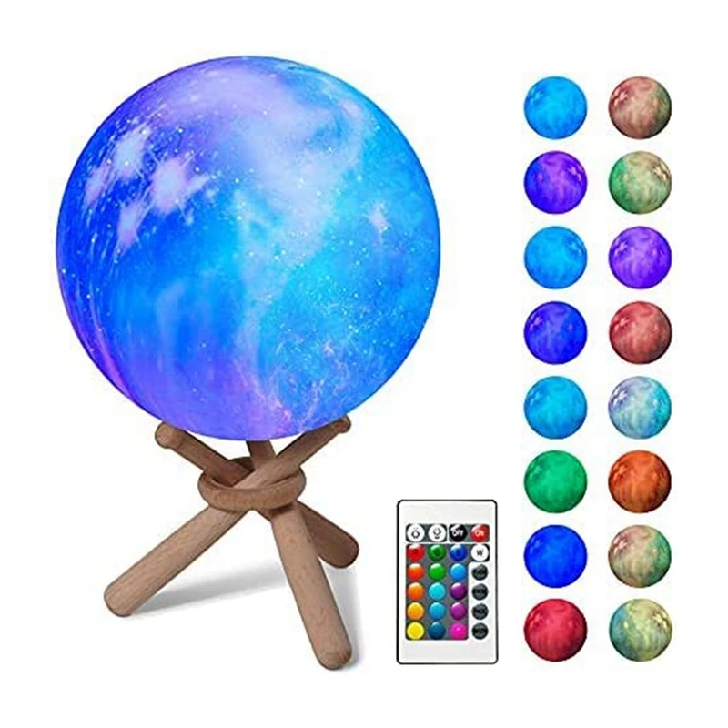 

Moon Lamp Kids Night Light For Galaxy Lamp 5.9 Inch 16 Colors 3D LED Moon Light Rechargeable Nightlight With Remote