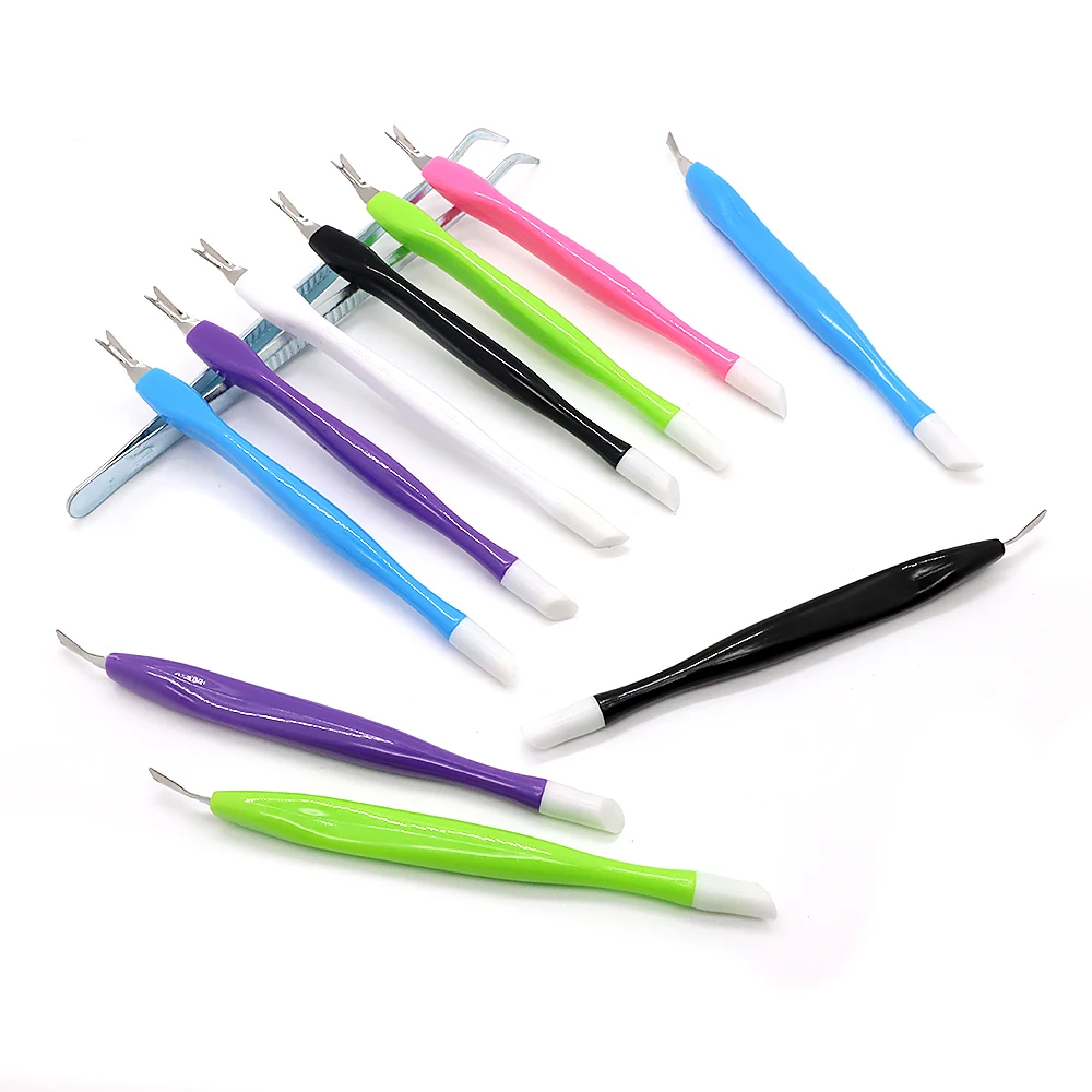 10Pcs Dead Skin Remove Nail Tools Metal V-Shaped Fork White Soft Silicone Tips Nail Supplies Manicure Product Nails Accessories